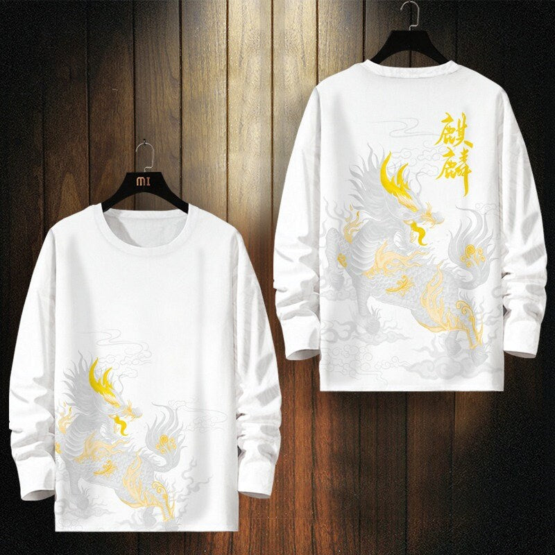 Legendary Beast Pattern Print Japanese Sweat Shirt - Small