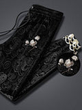 Black Pattern Lotus Flower Japanese Pants - 3XL