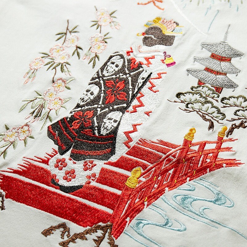 Anime Geisha Printed Japanese T Shirt - XL