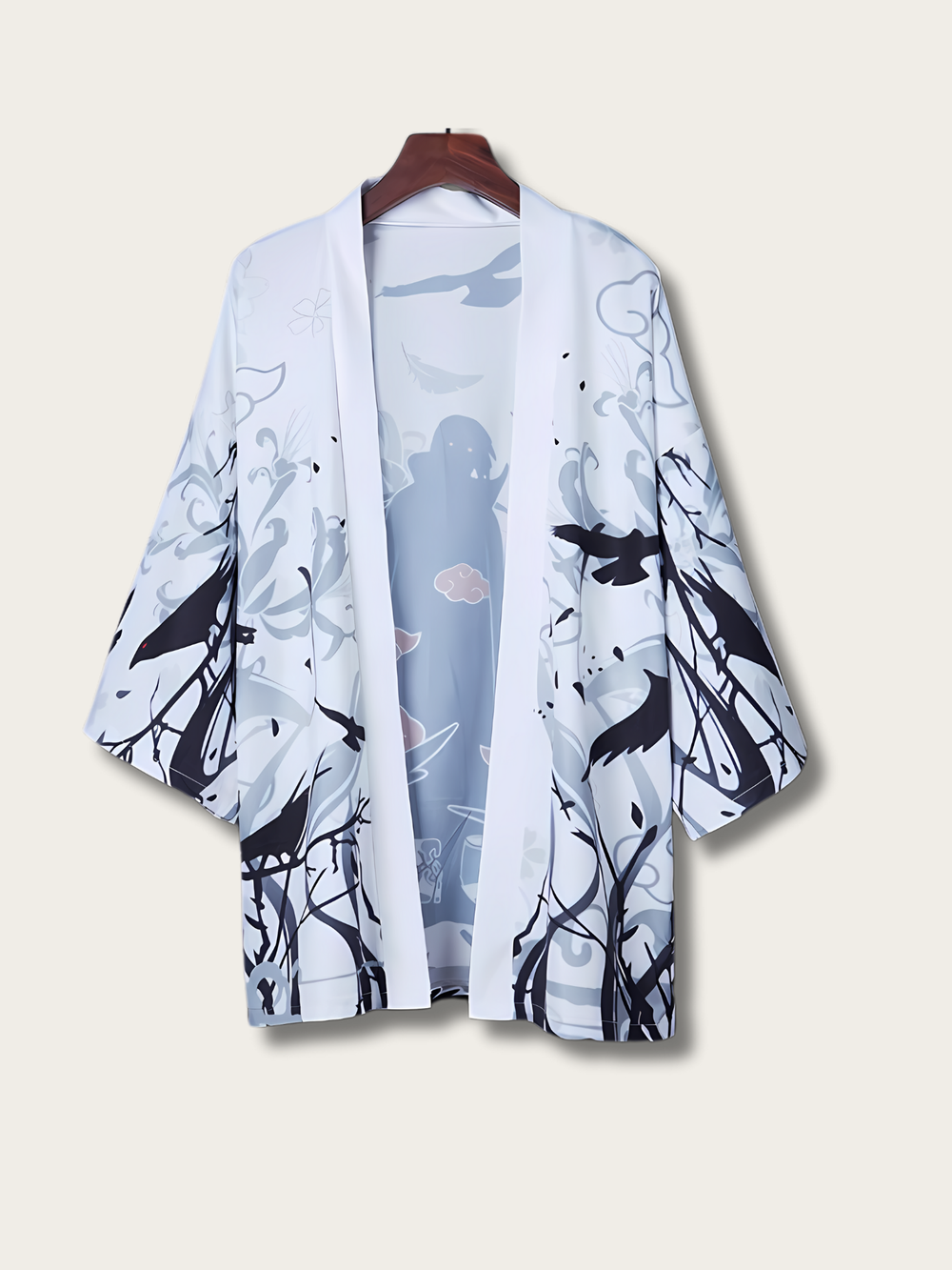 Shadow Raven Anime Kimono Jacket - #ffffff:White