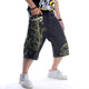 Leaves Design Embroidered Denim Japanese Shorts - 44