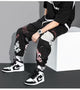 Graffiti Letter Printed Japanese Pants - XL