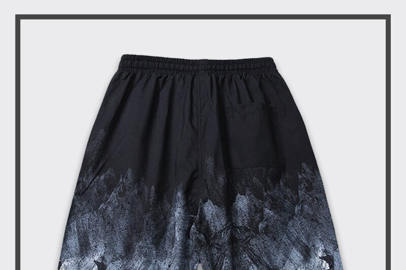 Mountain Contrast Printed Japanese Shorts - 2XL