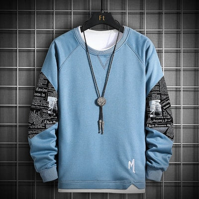 Letter Print Stitching Design Japanese Sweater - Medium