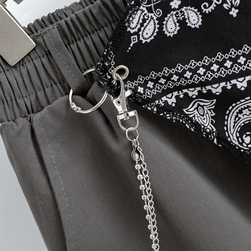 Cargo Chained Style Japanese Streetwear Shorts - Large