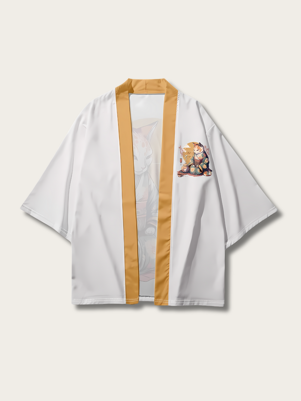 Serene Cat Zen Kimono Cardigan - S