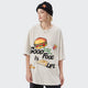 Cartoon Food Letter Print Japanese T Shirt - Large