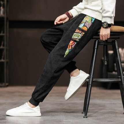 Abstract Casual Corduroy Japanese Pants - Medium