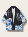 The Great Wave off Kanagawa & Koi Kimono Cardigan - 2XL
