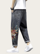 Monkey King Embroidered Japanese Ankle Pants - 31
