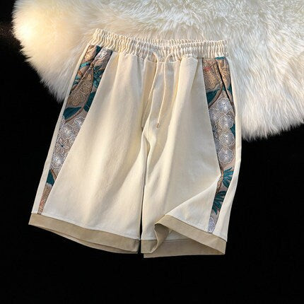 Cool Floral Print Design Japanese Modern Shorts - Large