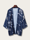 Crane's Serenade Kimono Cardigan - #0000ff:Blue