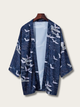 Crane's Serenade Kimono Cardigan - #0000ff:Blue
