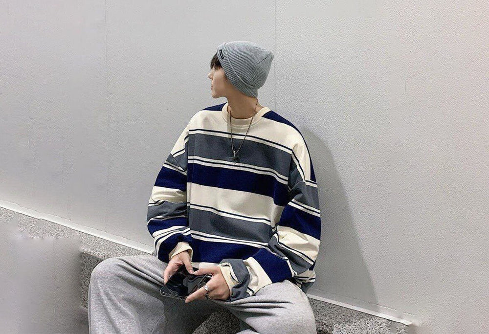 Striped Casual Japanese T Shirt - Medium