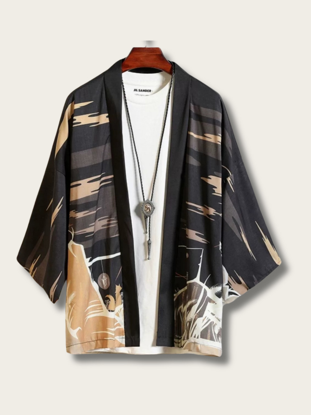 Edo Era Painting Kimono Cardigan - XL