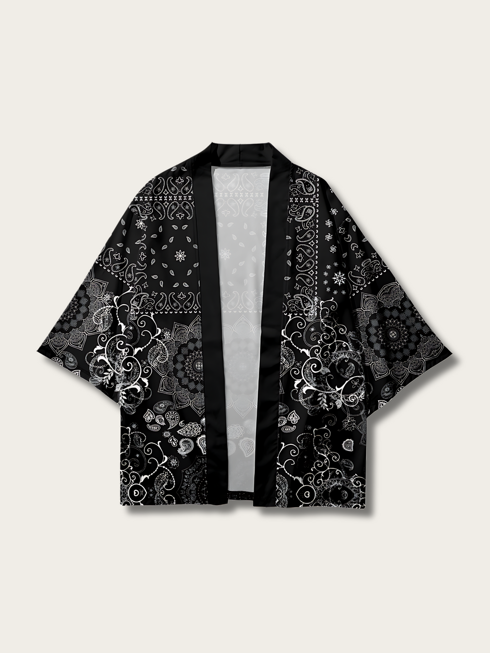 Monochrome Elegance Kimono Cardigan - S