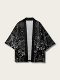 Monochrome Elegance Kimono Cardigan - S