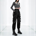 High Waist Streetwear Cargo Japanese Pants - Large
