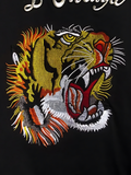 Embroidered Roaring Tiger Black T-Shirt - XL