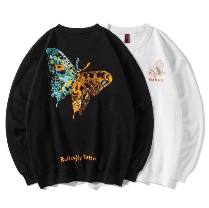 Aesthetic Butterfly Embroidered Japanese Style Sweater - 2XL