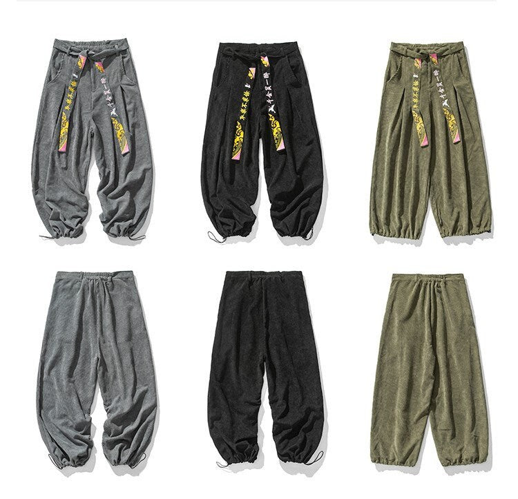 Plain Retro Style Wide Leg Japanese Harem Pants - XL