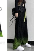 Gradient Color Retro Wide Leg Japanese Pants - Large