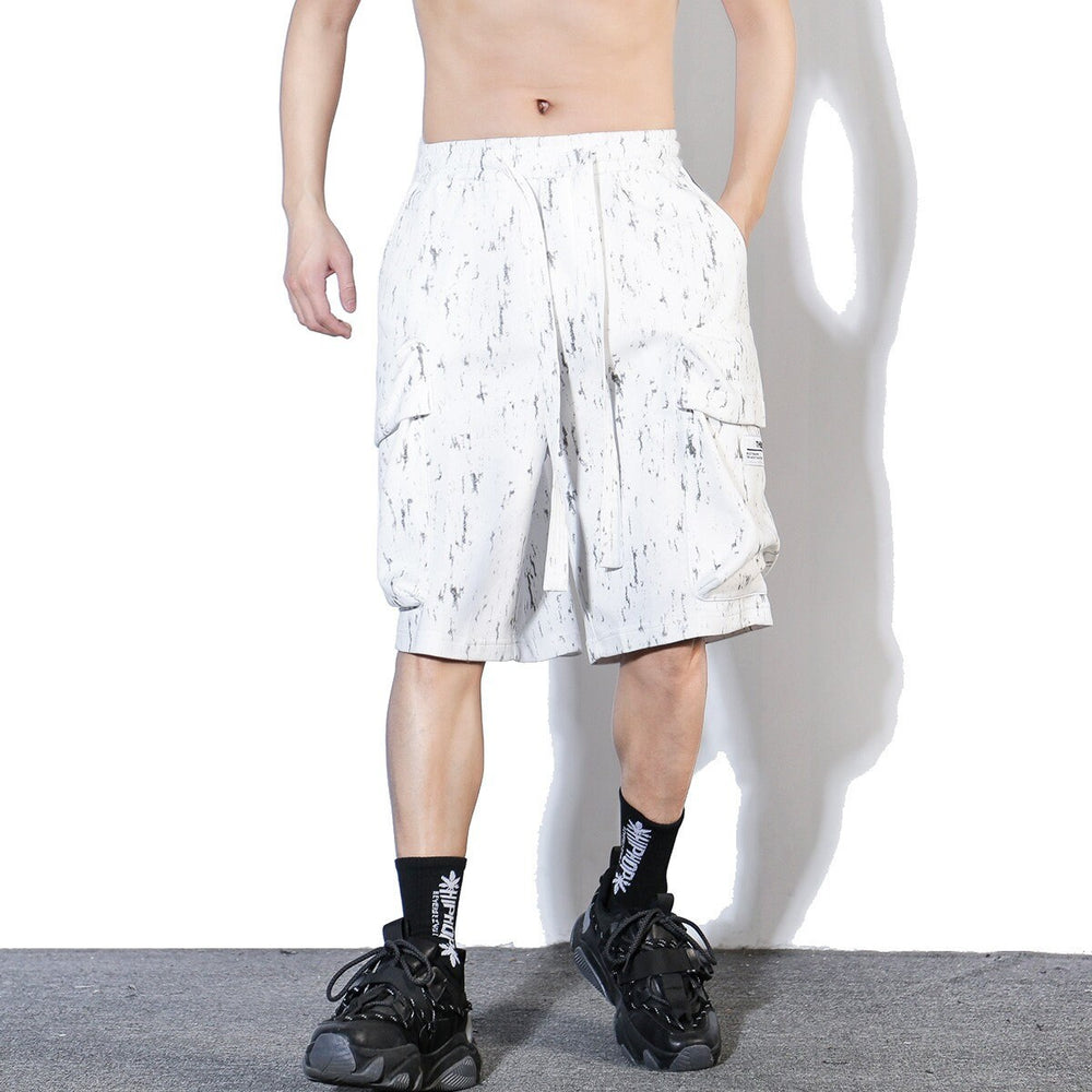 Ink Pattern Printed Retro Japanese Shorts - XL