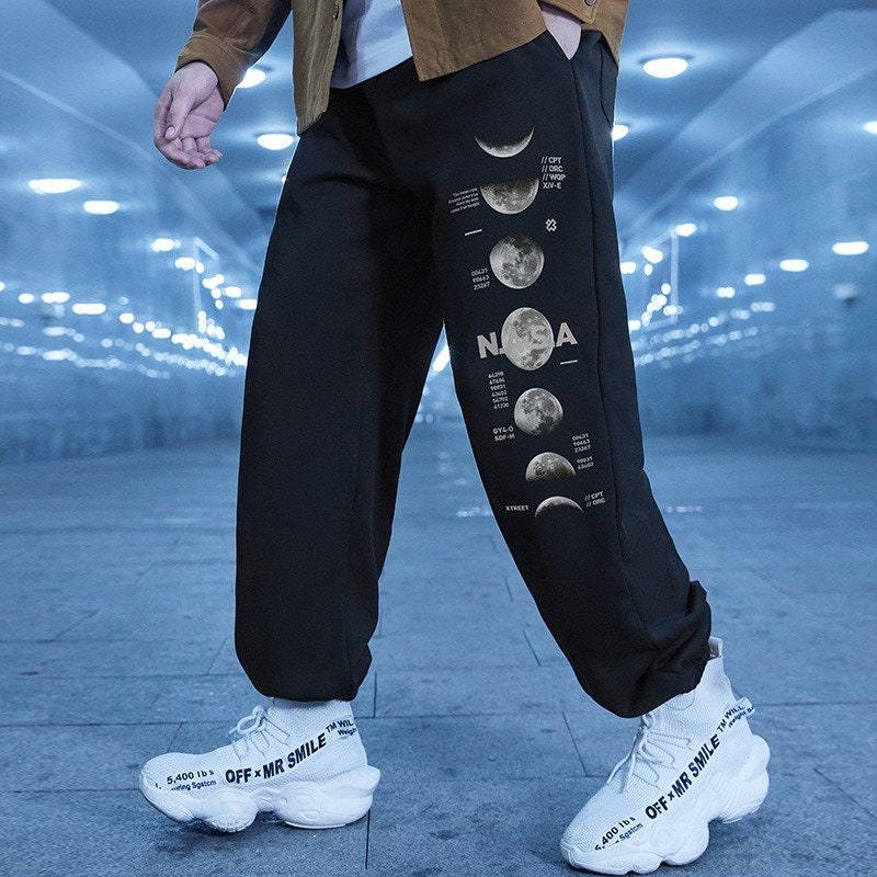 Printed Moon Harem Japanese Pants - Large