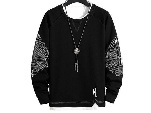Letter Print Stitching Design Japanese Sweater - Medium