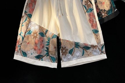 Cool Floral Print Design Japanese Modern Shorts - XL