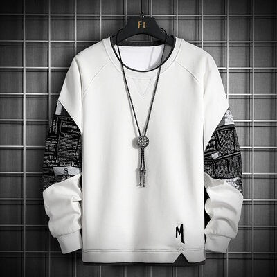 Letter Print Stitching Design Japanese Sweater - Medium