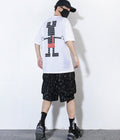Ink Pattern Printed Retro Japanese Shorts - Large