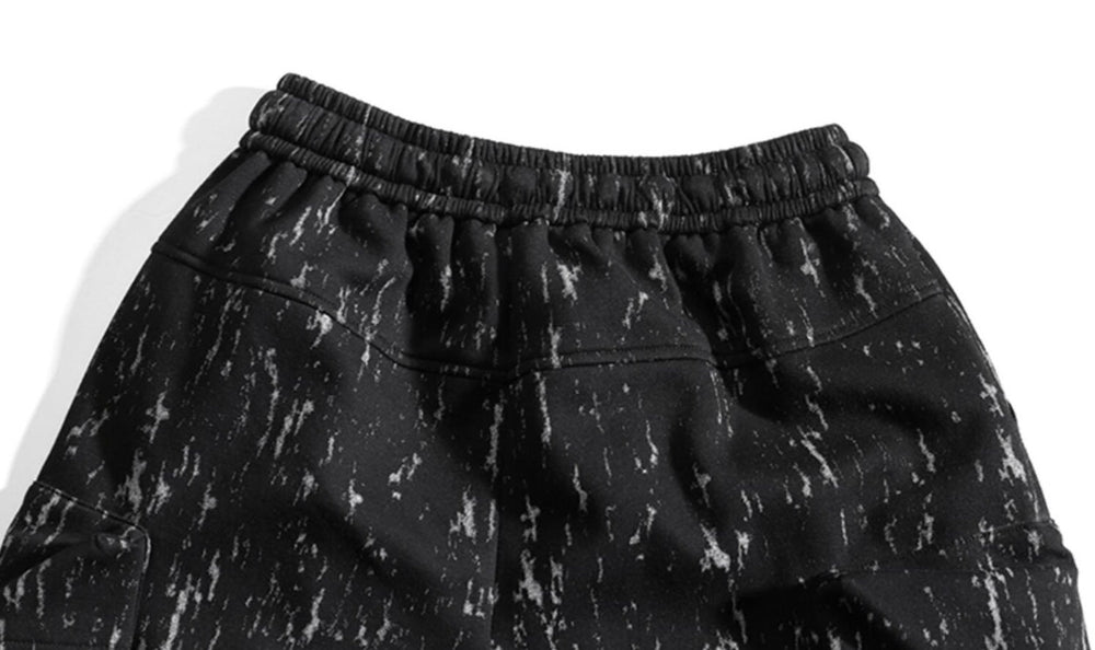 Ink Pattern Printed Retro Japanese Shorts - 3XL