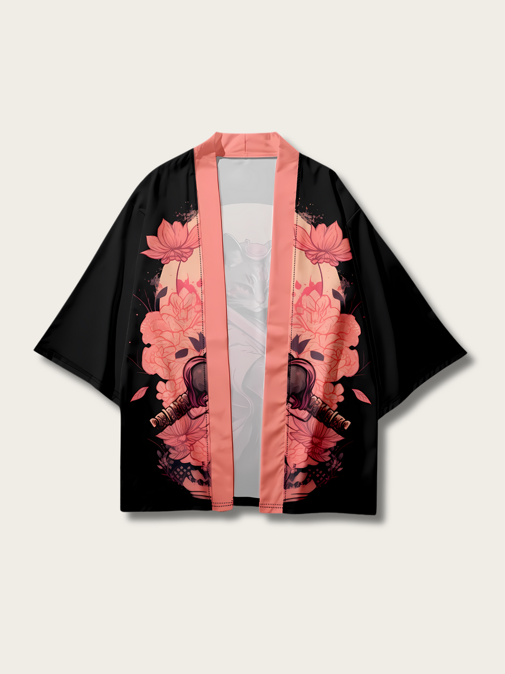 Samurai Cat Blossom Kimono Cardigan - S