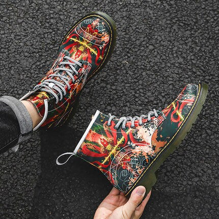 Vibrant Dragon Printed Japanese Modern Shoes - 37