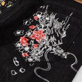 Denim Floral Embroidered Style Japanese Pants - 32