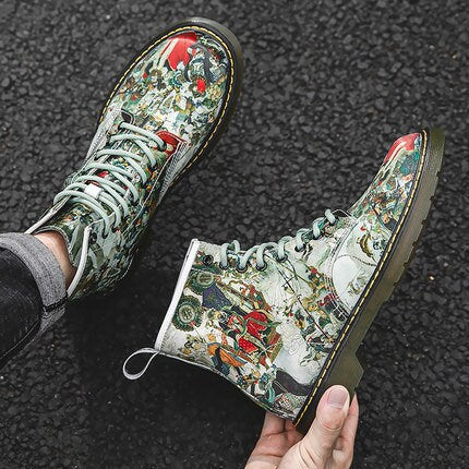 Vibrant Dragon Printed Japanese Modern Shoes - 38