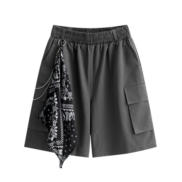Cargo Chained Style Japanese Streetwear Shorts - Medium