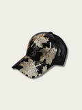 Sequin Camo Japanese Trucker Cap - Black