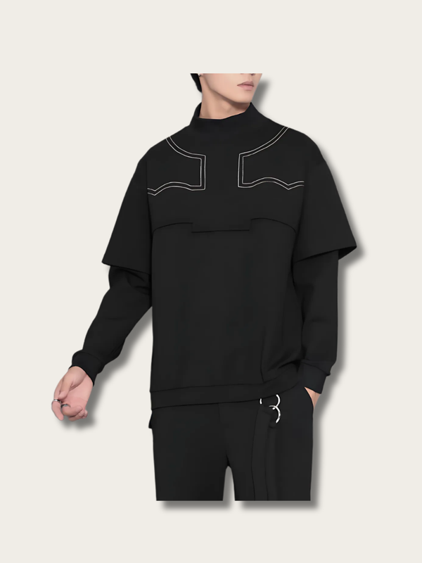 Geometric Flow Layered Japanese Sweatshirt - Large