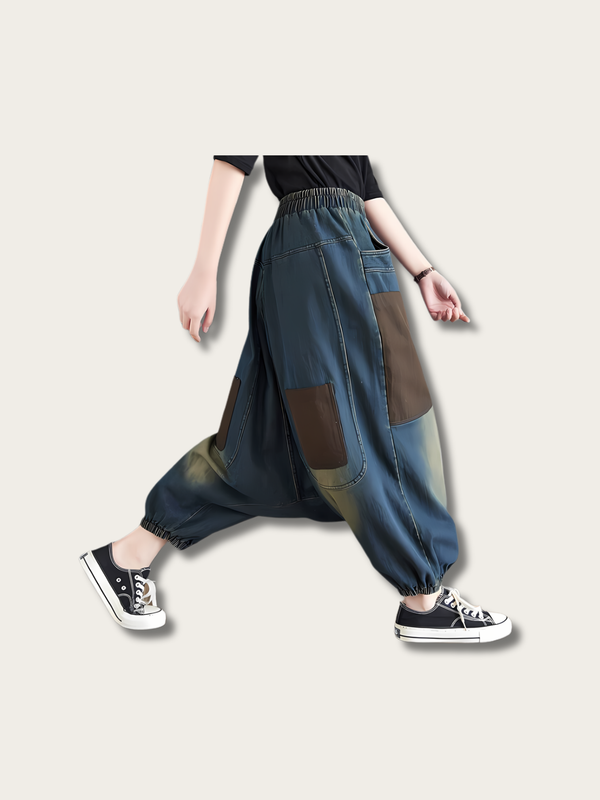 Washed Indigo Baggy Japanese Pants - Large
