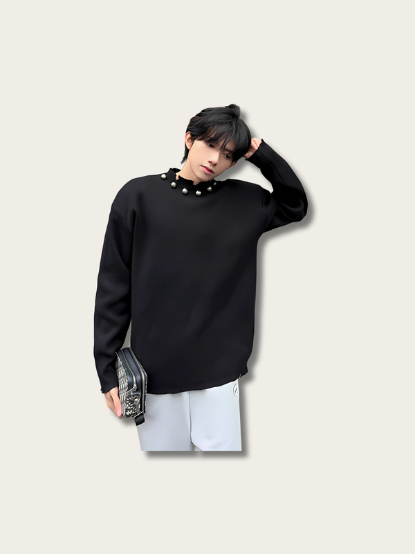Ornate Pearl Noir Japanese Sweater - Large