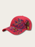 Floral Butterfly Japanese Baseball Cap - Red
