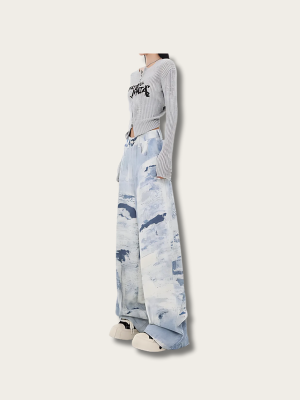 Artistic Paint Japanese Denim Pants - Medium