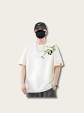 Embroidered Panda Tree Japanese T Shirt - Large