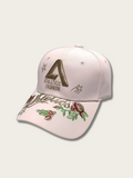 Embroidered Flower Letter Japanese Cap - Pink