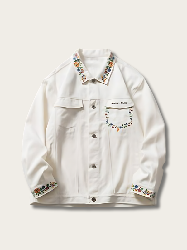 Embroidered Flower Japanese Jacket - Medium