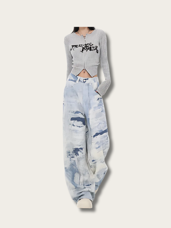 Artistic Paint Japanese Denim Pants - Small