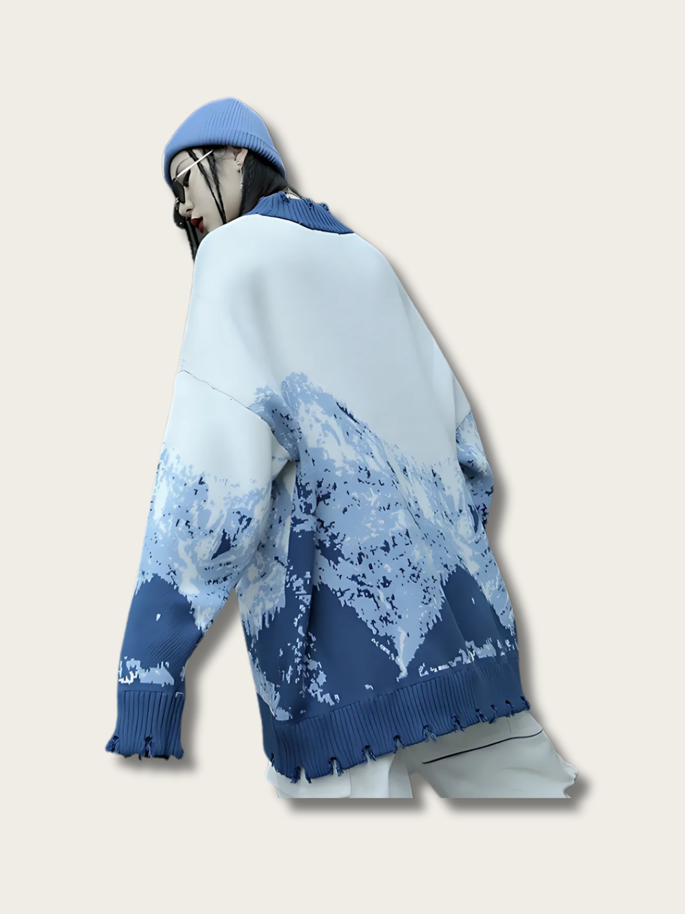 Monochrome Alpine Pixel Knit Sweater - Large