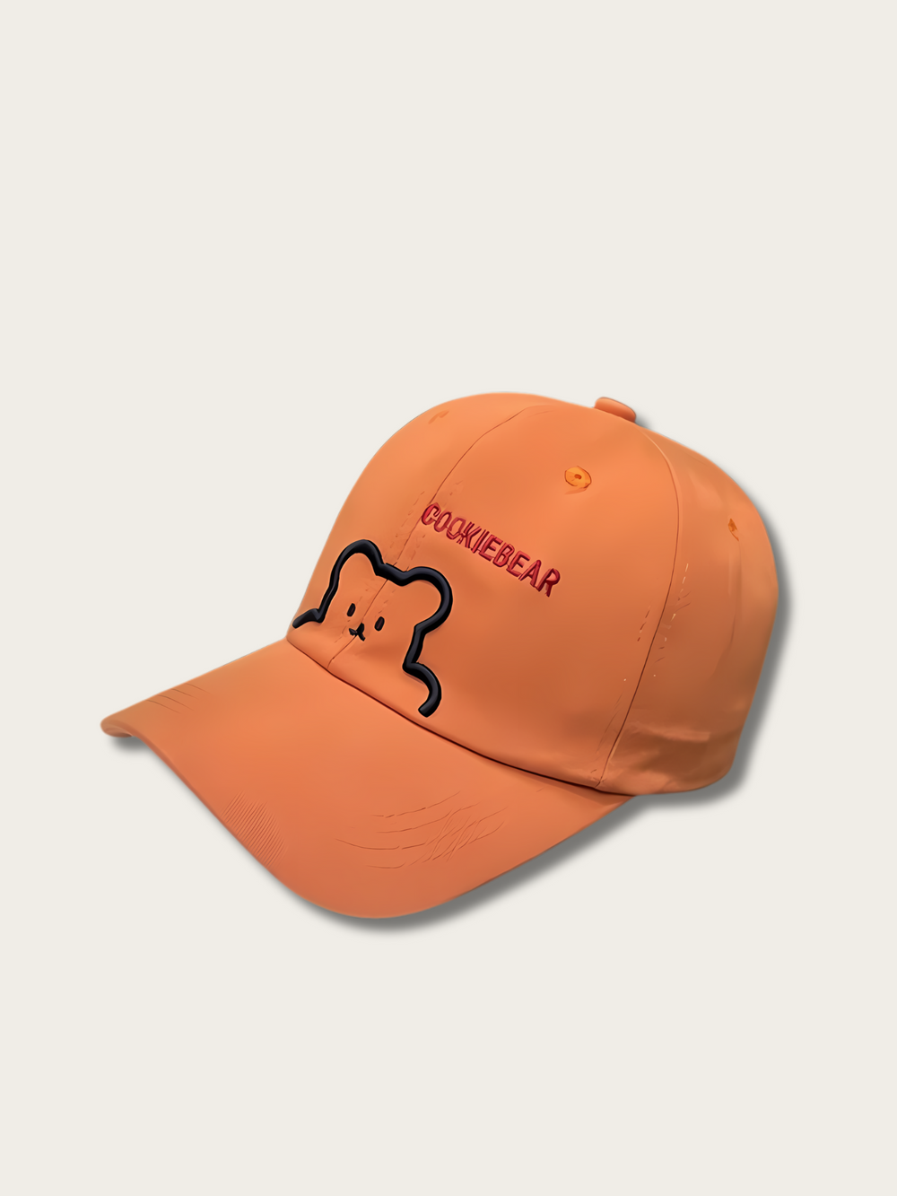 Embroidered Cookie Bear Japanese Cap - Orange